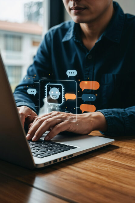 man-using-laptop-with-chatbot-interface