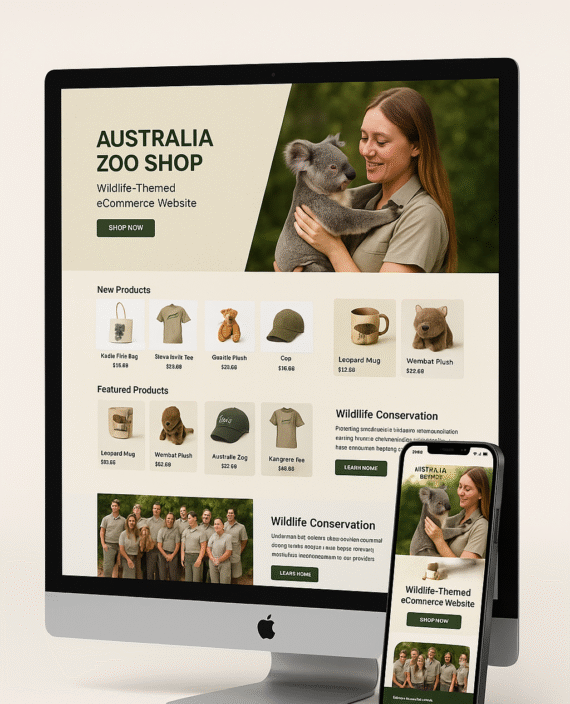 Australia Zoo Shop – Wildlife-Themed eCommerce Website